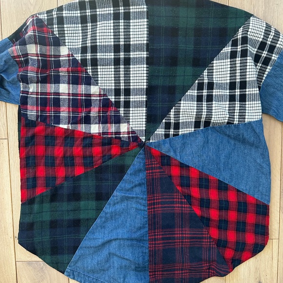 Free People Rainbow Rays Flannel Denim Button Down Shirt - Picture 4 of 8